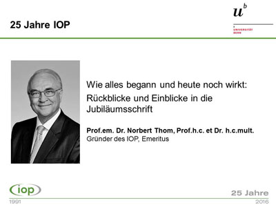 Jubiläumsschrift von Prof. Dr. Norbert Thom