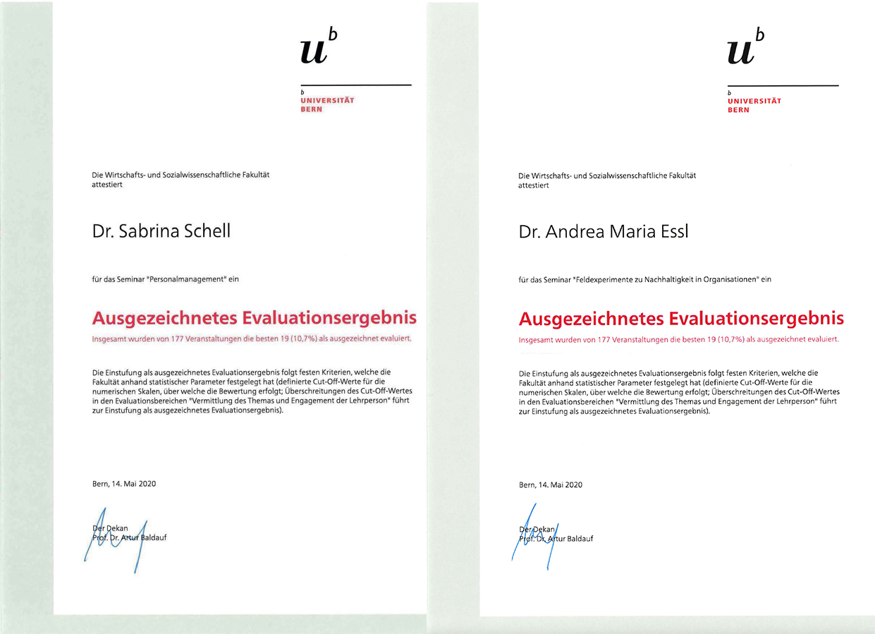 Auszeichnungen von Dr. Sabrina Schell und Dr. Andrea Essl