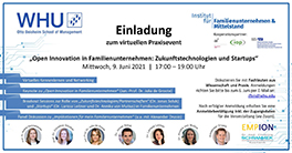 Flyer zum Praxisevent zu «Open Innovation in Familienunternehmen»